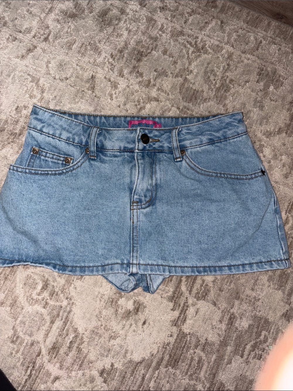 Edikted Light Blue Denim Mini Skort